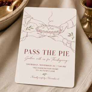 Invitation Pass The Pie Coquette Line Art Action de grâce