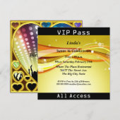 Invitation Pass VIP fête d'anniversaire 16 ans Disco (Devant / Derrière)