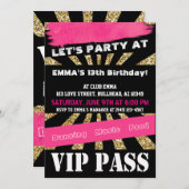 Invitation PASS VIP Fête de danse pyjama entre filles Adolesc (Devant / Derrière)