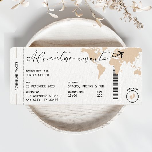 Invitation Passe d'embarquement Adventure Await Baby shower b