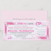 Invitation Passe d'embarquement rose marine (Devant / Derrière)