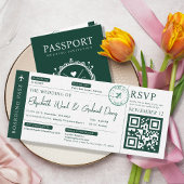 Invitation Passe d'embarquement Voyage Emerald Green Mariage
