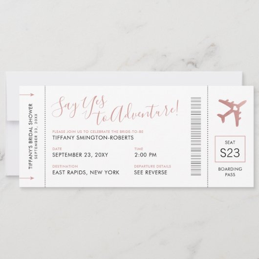 Invitation Passe-Fête des mariées Pink Travel Thème (Devant)