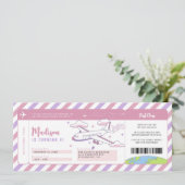 Invitation Passe Pink Plane Boarding Pass Anniversaire Billet (Debout devant)