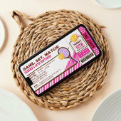 Invitation Passe Ticket Tennis Rose Anniversaire