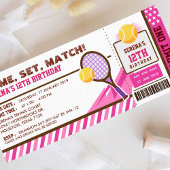 Invitation Passe Ticket Tennis Rose Anniversaire
