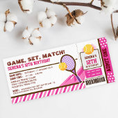 Invitation Passe Ticket Tennis Rose Anniversaire