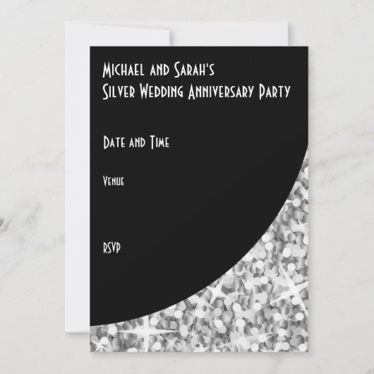 Invitation "Passe VIP" courbe noire "Silver" Glitz (Dos)