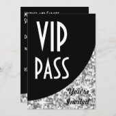 Invitation "Passe VIP" courbe noire "Silver" Glitz (Devant / Derrière)