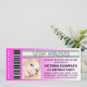 Invitation Passe VIP rose chaud Admission Billet Anniversaire (Debout devant)