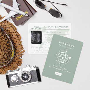Invitation Passeport à la famille Baby shower à thème Voyage