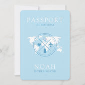 Invitation Passeport Aventure Commence Blue Boy 1er anniversa (Devant)