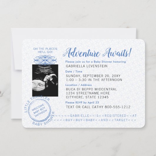 Invitation Passeport Baby shower Aventure attend l'invitation (Dos)