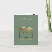 Invitation Passeport Boho Arch Sage Green Destination Mariage (Devant)
