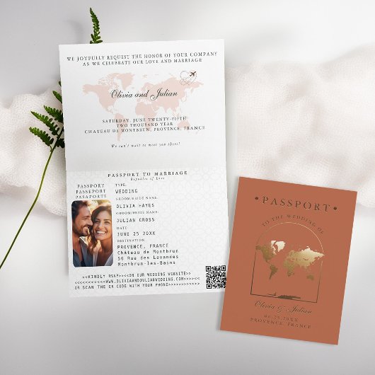 Invitation Passeport Boho Arche Terre Cuite Mariage de Destin