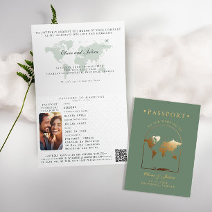Invitation Passeport Boho Arche Vert Sauge Mariage de Destina