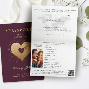 Invitation Passeport Coeurs Plan Bourgogne Destination Mariag