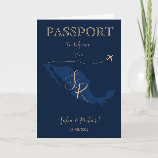 Invitation Passeport de destination de mariage Monogramme Mex (Devant)