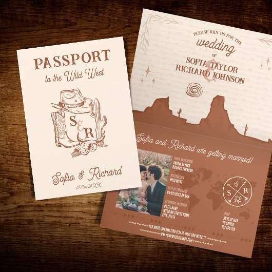 Invitation Passeport de Destination de Mariage Occidental Boh