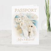 Invitation Passeport de destination mariage Santorini Grèce (Devant)