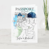 Invitation Passeport de destination mariage Santorini Grèce (Devant)