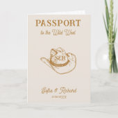 Invitation Passeport de destination Rustique Mariage Ouest (Devant)