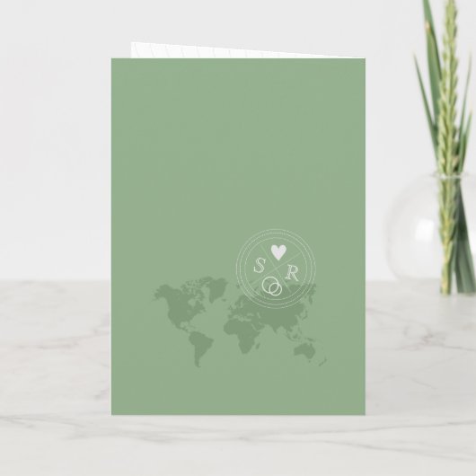 Invitation Passeport de mariage de destination Sage Green Com (Dos)