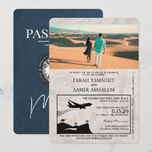 Invitation Passeport de mariage Navy Blue Maroc