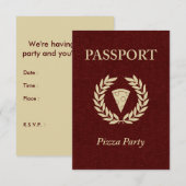 Invitation passeport de soirée pizza (Devant / Derrière)