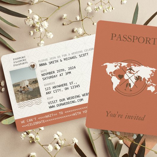 Invitation Passeport de Terracotta Boho Destination Mariage