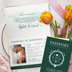 Invitation Passeport Destination Emelard Green Mariage