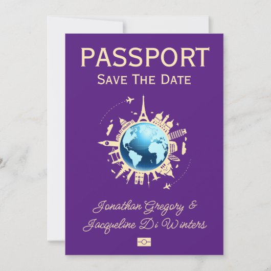 Invitation Passeport Destination Fun Personnalisé Enregistrer (Devant)