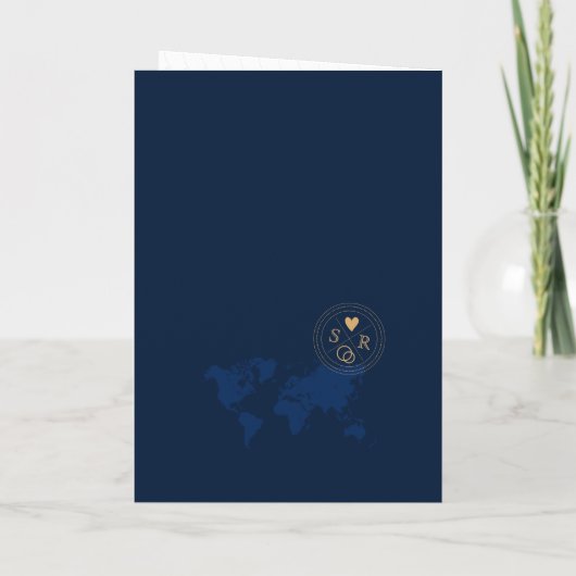 Invitation Passeport Destination Mariage Faux Gold Crest Ital (Dos)