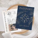 Invitation Passeport Destination Mariage Palm Compass Monogra<br><div class="desc">Mariage à la destination romantique ? Invitation vos invités avec ce beau passeport Invitation avec un monogramme de boussole</div>