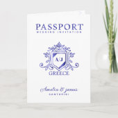 Invitation Passeport Destination Santorini Grèce Mariage (Devant)