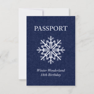 Invitation passeport d'hiver merveilleux 18e anniversaire