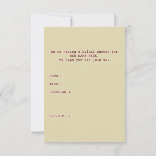 Invitation Passeport Fête de l'mariée (Dos)