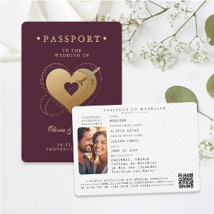 Invitation Passeport Gold Hearts Plan Rouge Destination Maria