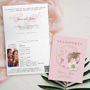 Invitation Passeport Hibiscus Destination Tropicale Mariage