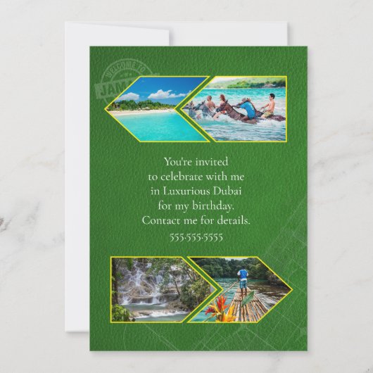 Invitation Passeport Jamaïcain en Cuir Sauvegarder la Date (Dos)