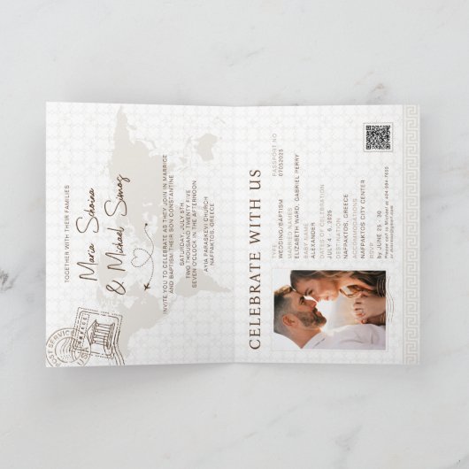 Invitation Passeport Mariage & Baptême Grèce Nouveau (Intérieur)
