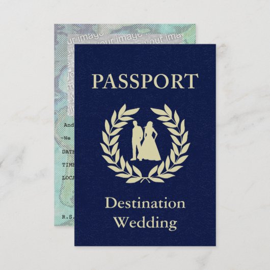 Invitation passeport mariage de destination (Devant / Derrière)