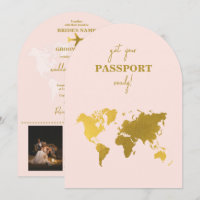 Passeport Mariage Destination Monde Rose Pâle Doré