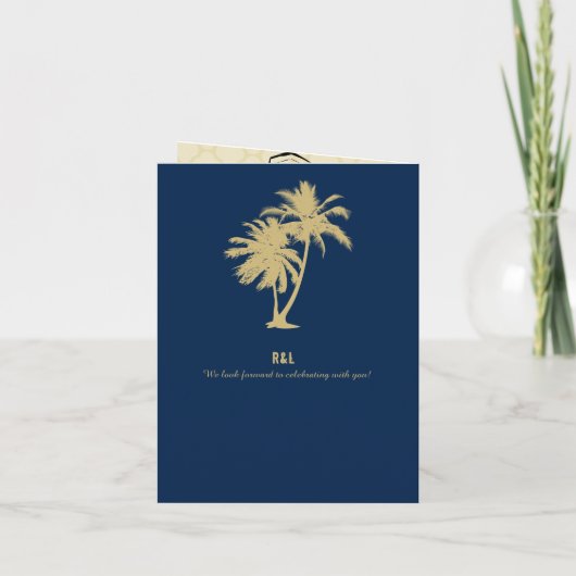Invitation Passeport Mariage or bleu double Palm Tree (Dos)