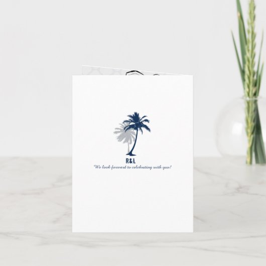 Invitation Passeport Mariage Trinité-et-Tobago Blue Palm Tree (Dos)