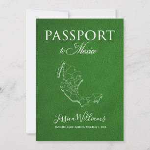 Invitation Passeport Mexique en cuir Enregistrer la date