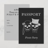 Invitation passeport pour une soirée pirate (Devant / Derrière)