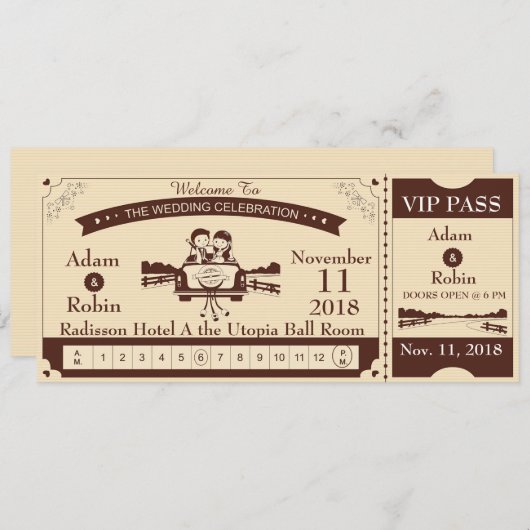 Invitation Passeport VIP de mariage (Devant / Derrière)