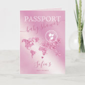 Invitation Passeport Voyage Fille Baby shower Aventure commen (Devant)