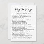 Invitation Passer le jeu de Fête des mariées du prix (Devant)